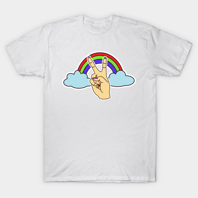 Rainbow Peace Hand Pop Art T-Shirt-TOZ